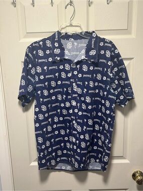 Men's MLB Baseball San Diego Padres All Over Print Hawaiian Shirt Blue Med SGA